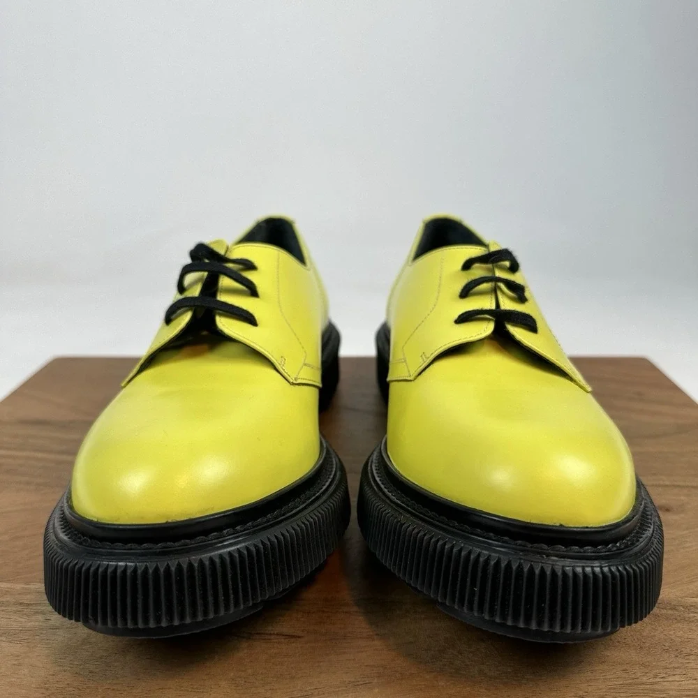 Mens Adieu Type‎ 101 Waxed Yellow Leather Platform Creepers Oxfords Size EU 43